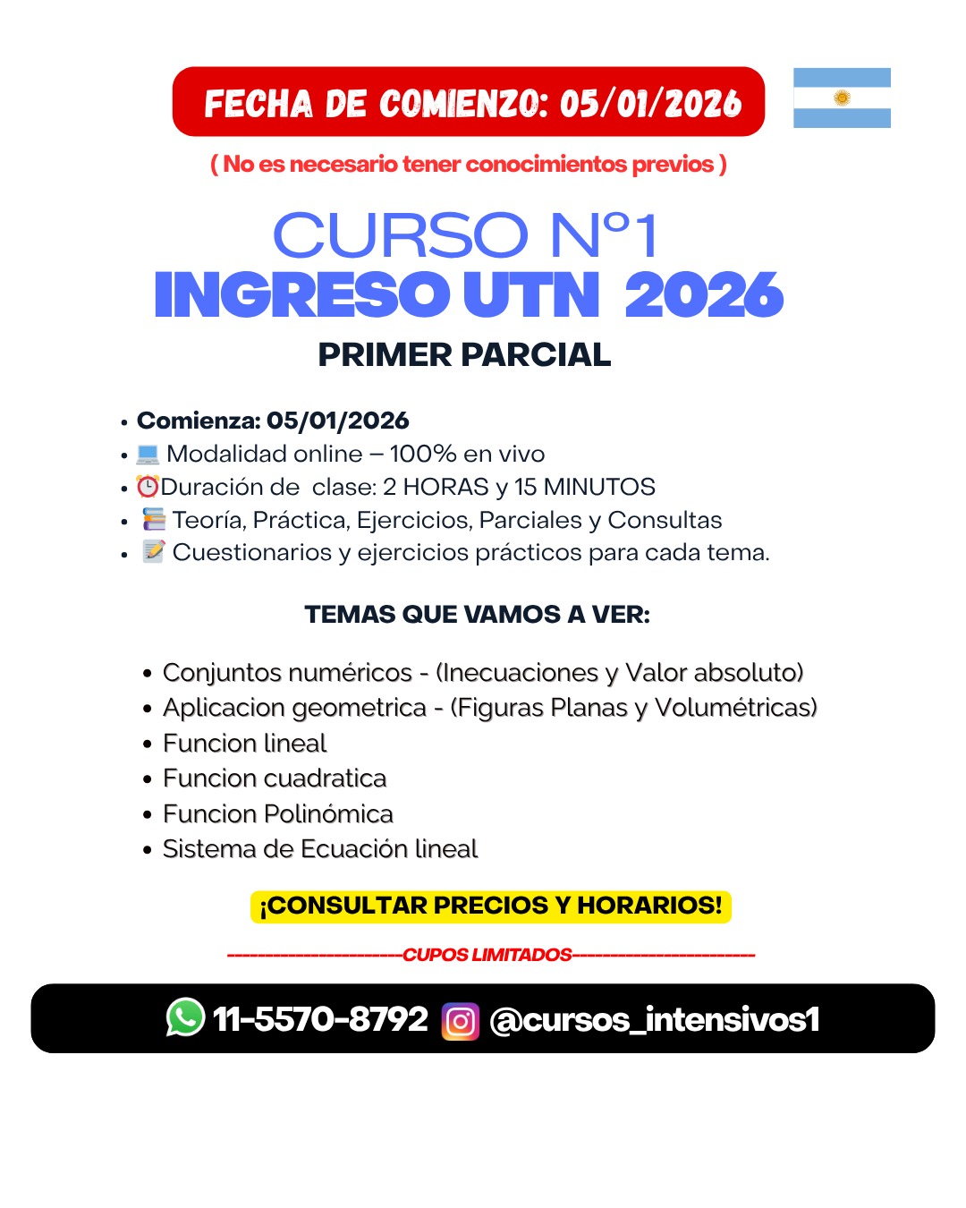 Curso N°1 Ingreso UTN 2026 - Primer Parcial