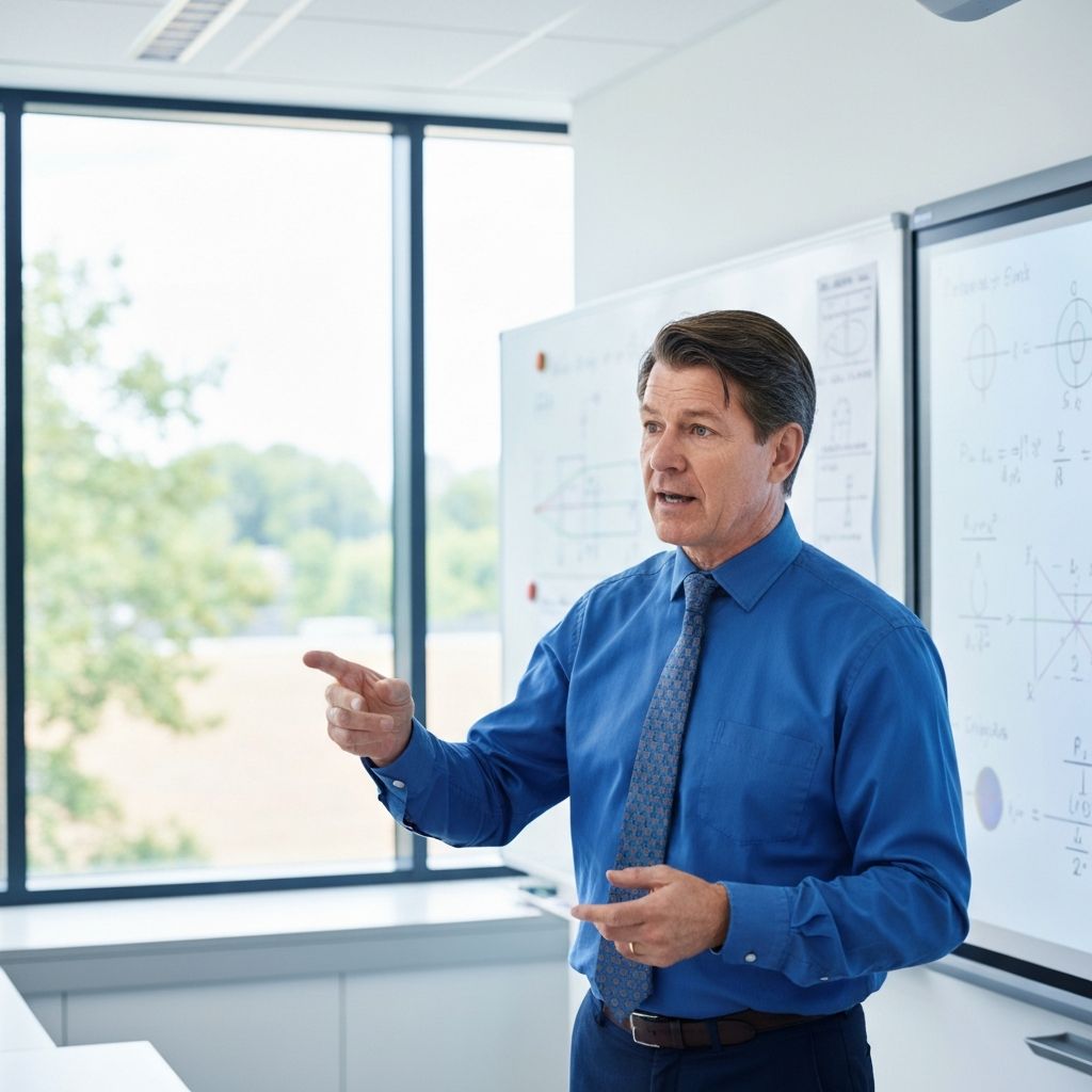 Profesor enseñando física